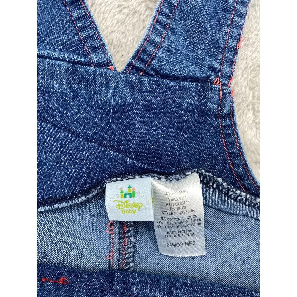 Disney Baby Cars Lightning McQueen Denim Short Overalls 24M